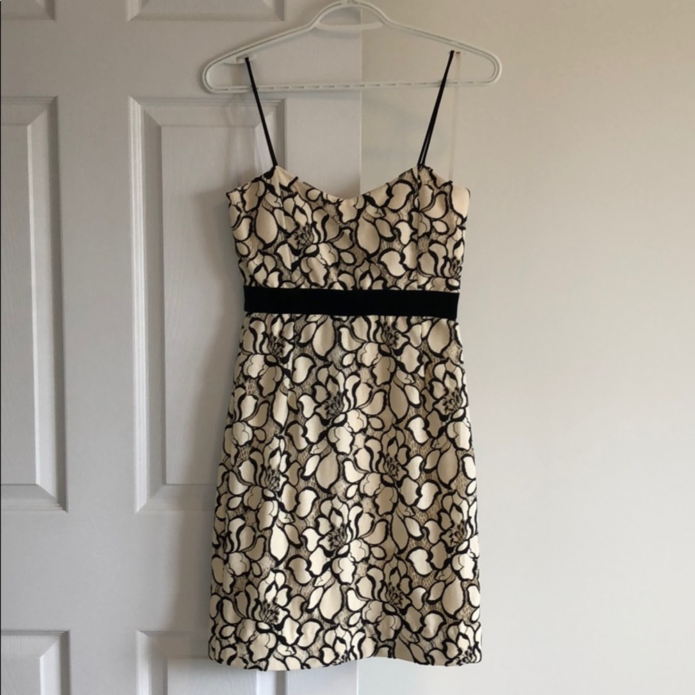 Off White Dress with Floral Lace Overlay